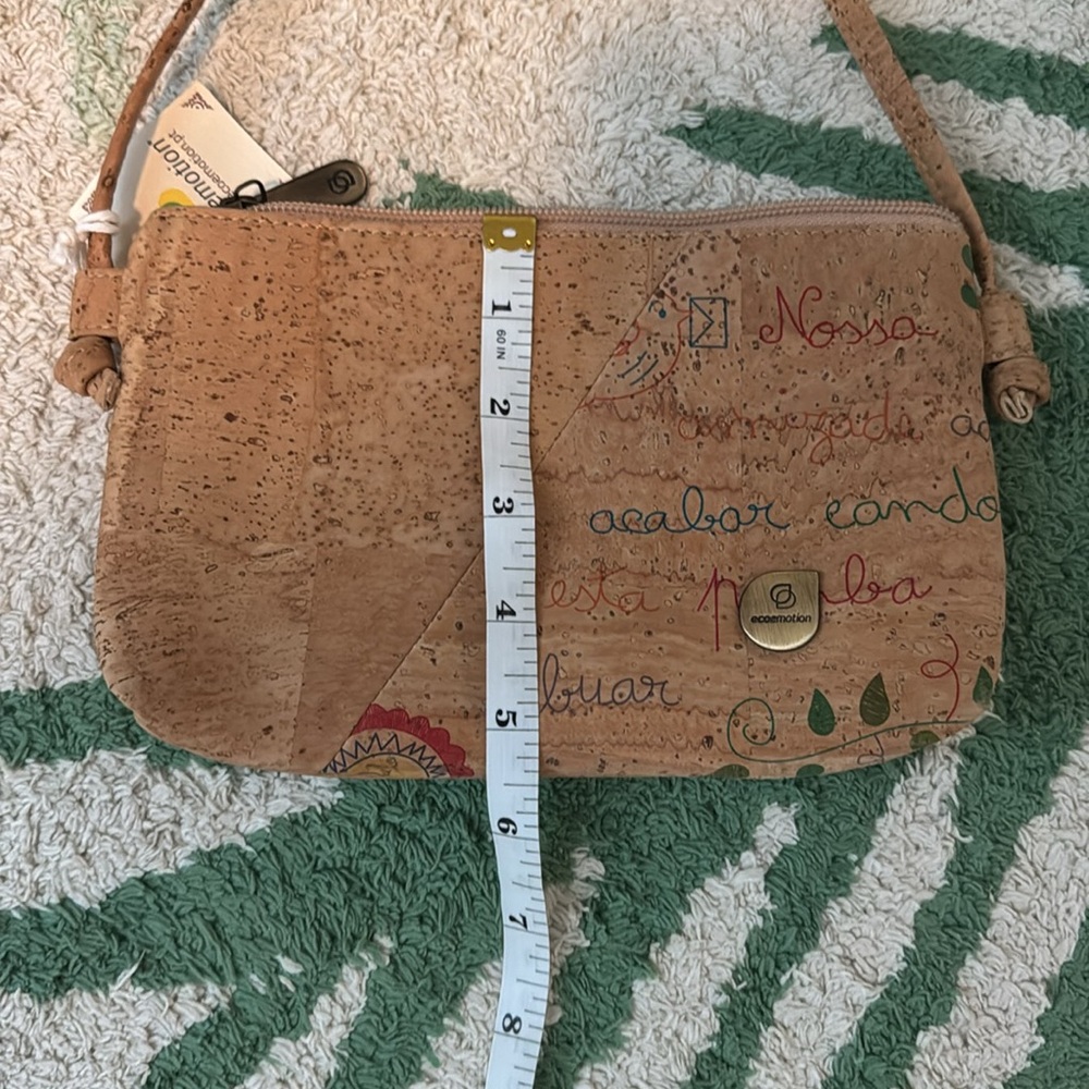Tan Cork Crossbody Bag with Flap Closure - Picture 5 of 6